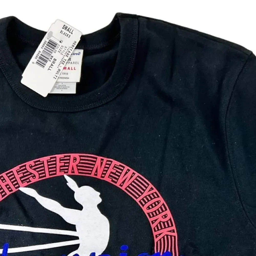 New Champion Men US S Athletic Top Sports Black Cotton T-Shirt Heritage Tee - Picture 5 of 5